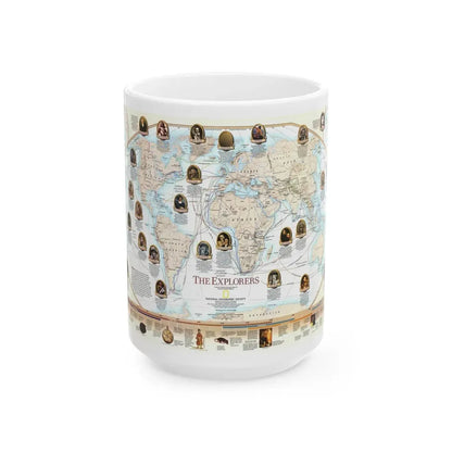 World Map - Explorers (1998) (Map) White Coffee Mug 15oz - Go Mug Yourself