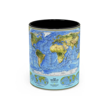 World Map - Physical (1994) (Map) Accent Coffee Mug 11oz Black - Go Mug Yourself