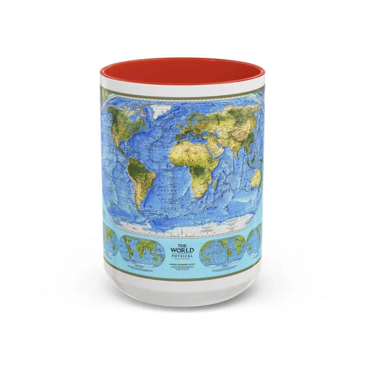 World Map - Physical (1994) (Map) Accent Coffee Mug 15oz Red - Go Mug Yourself