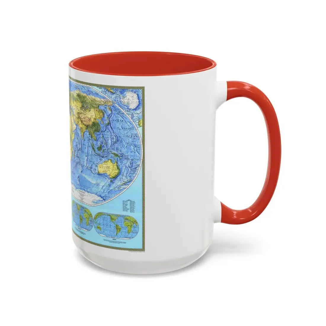World Map - Physical (1994) (Map) Accent Coffee Mug - Go Mug Yourself