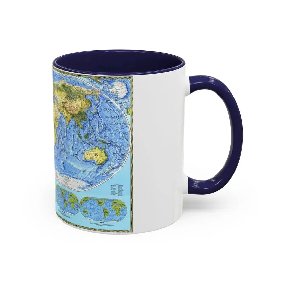 World Map - Physical (1994) (Map) Accent Coffee Mug - Go Mug Yourself