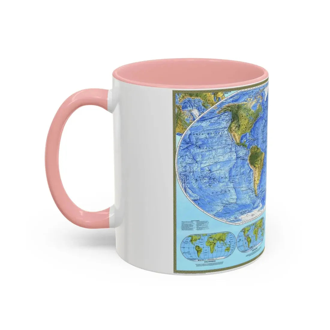 World Map - Physical (1994) (Map) Accent Coffee Mug - Go Mug Yourself