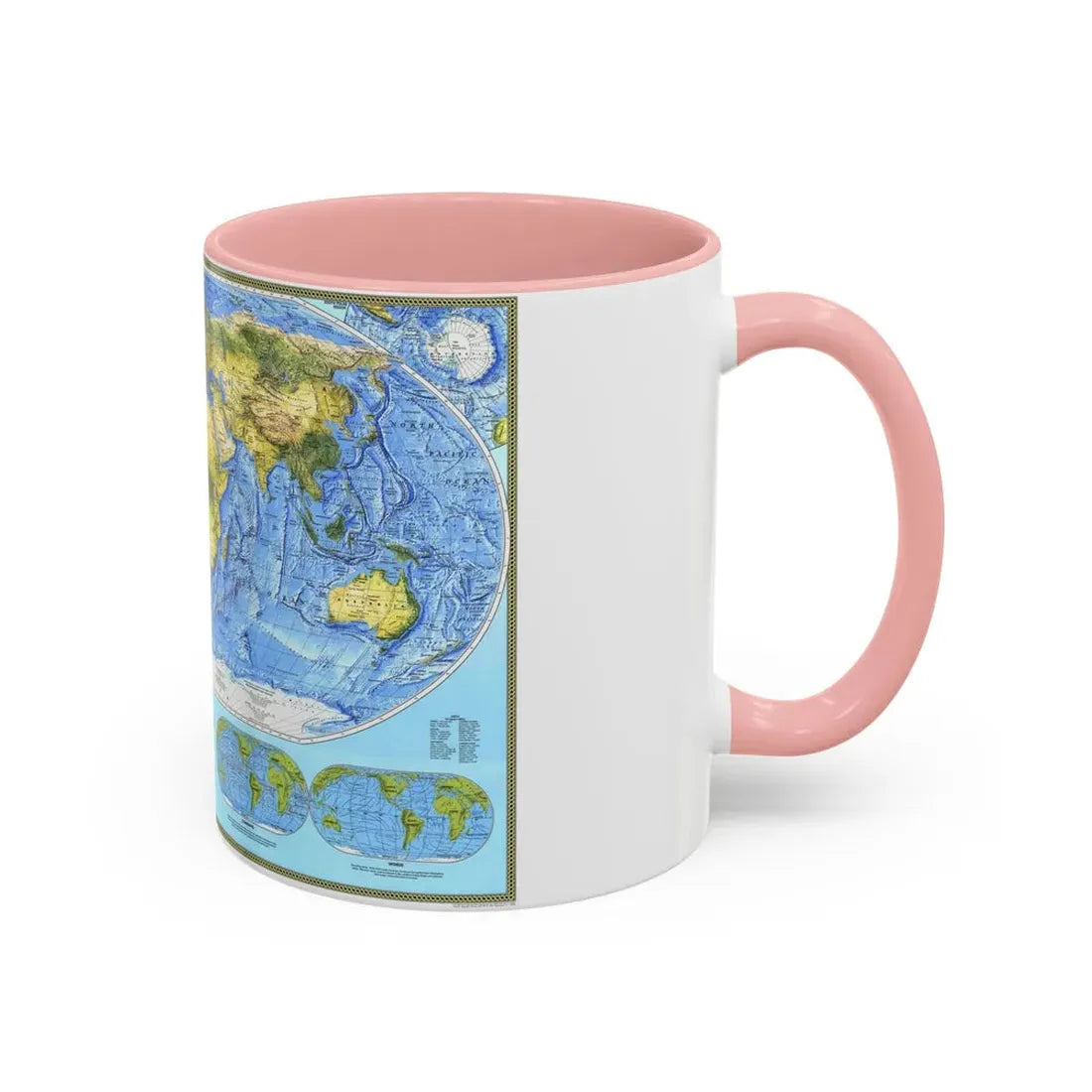 World Map - Physical (1994) (Map) Accent Coffee Mug - Go Mug Yourself