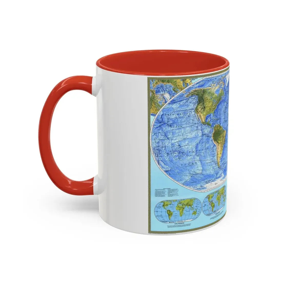 World Map - Physical (1994) (Map) Accent Coffee Mug - Go Mug Yourself