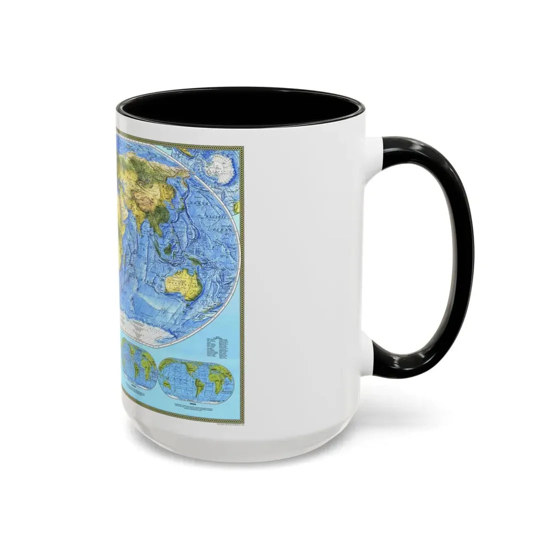 World Map - Physical (1994) (Map) Accent Coffee Mug - Go Mug Yourself