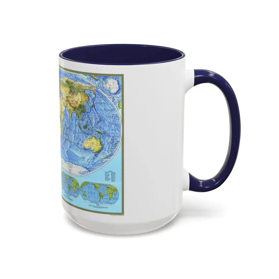 World Map - Physical (1994) (Map) Accent Coffee Mug - Go Mug Yourself