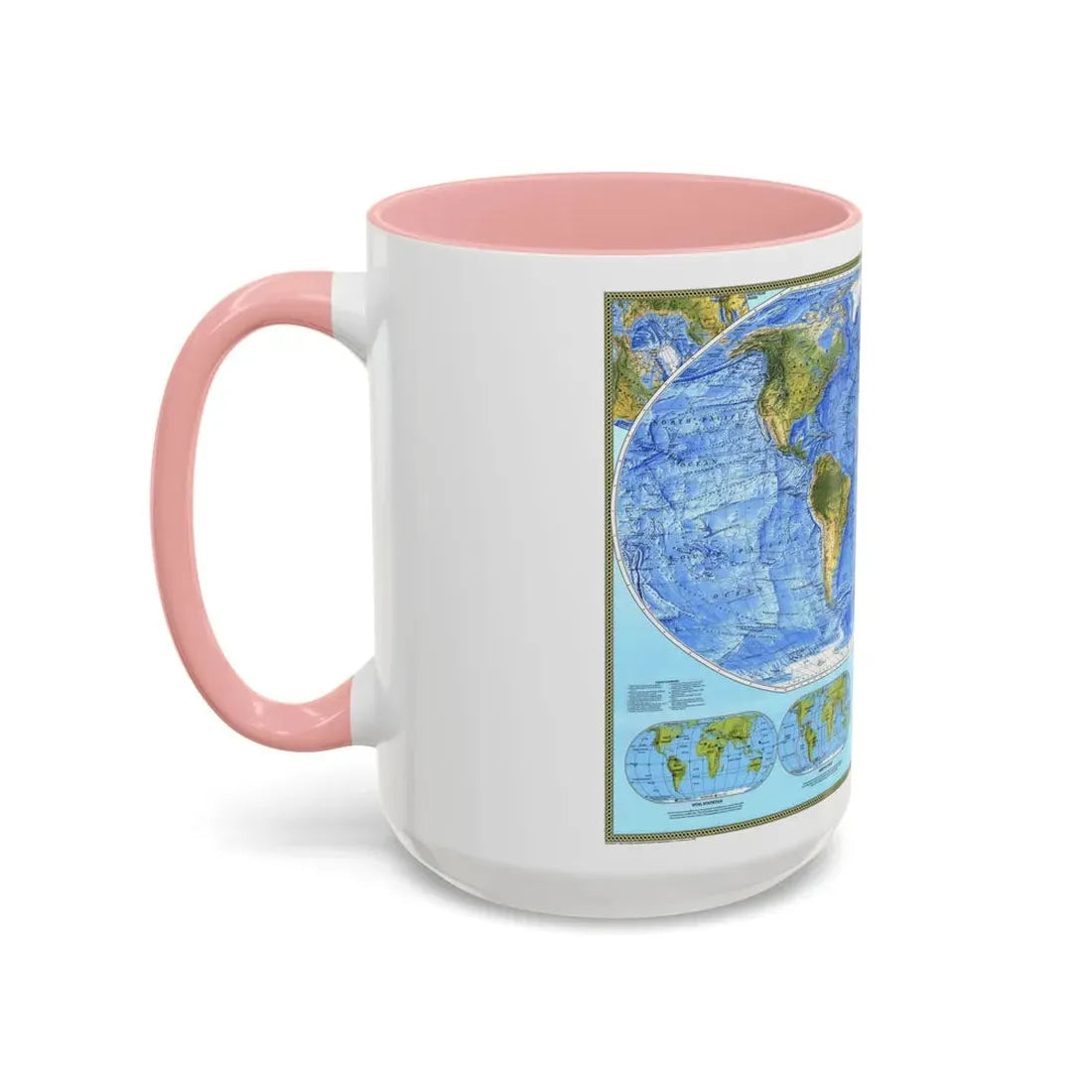 World Map - Physical (1994) (Map) Accent Coffee Mug - Go Mug Yourself