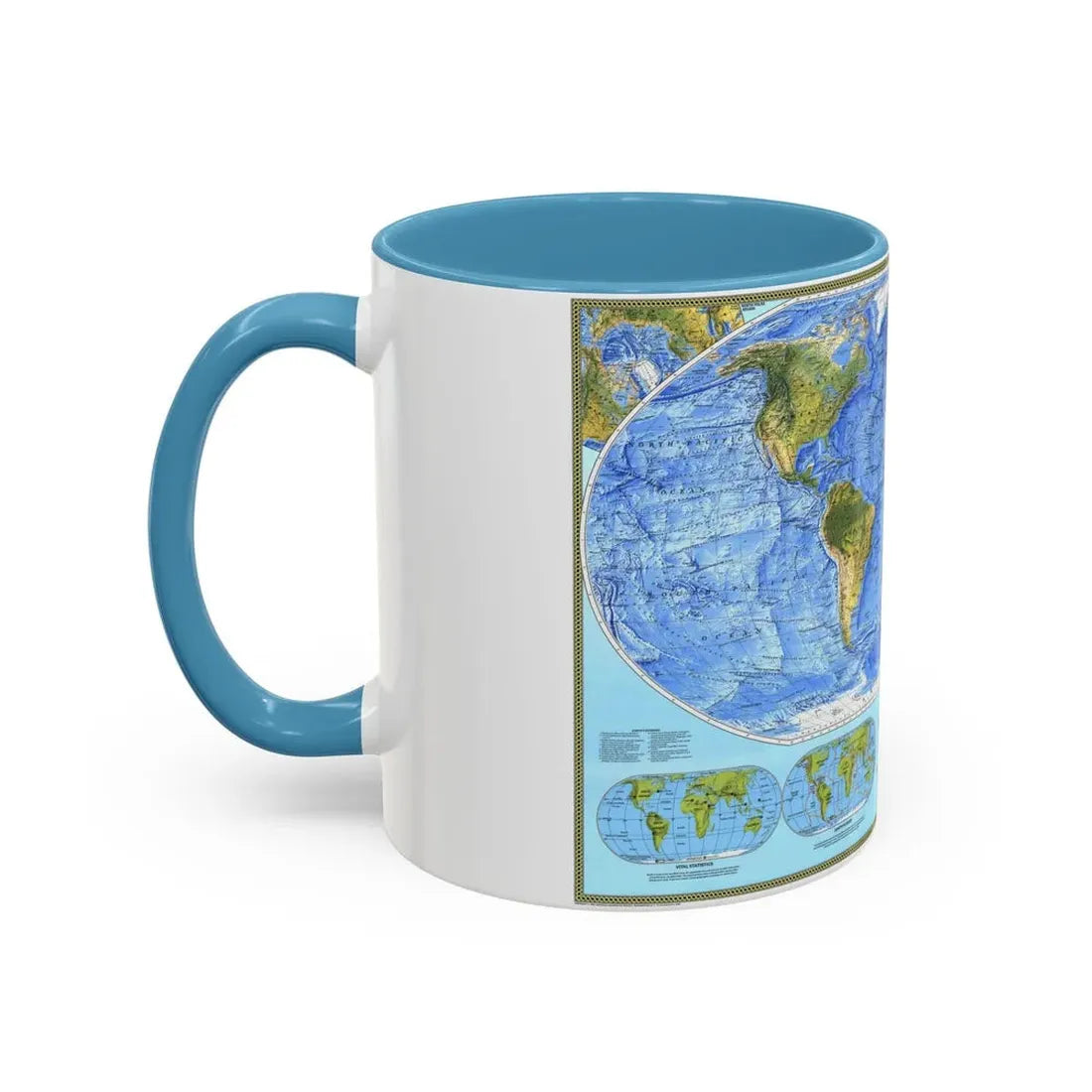 World Map - Physical (1994) (Map) Accent Coffee Mug - Go Mug Yourself