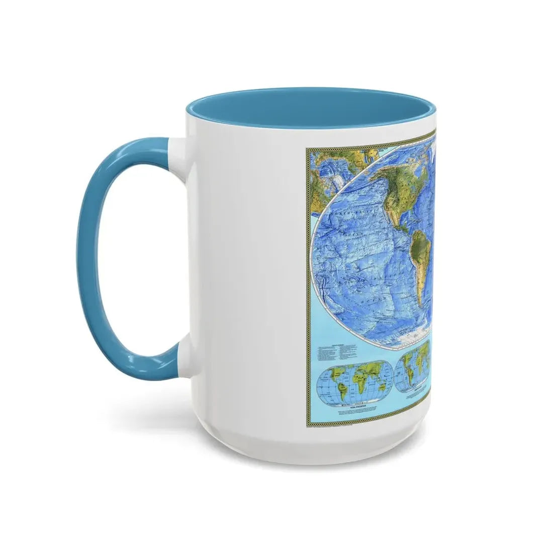 World Map - Physical (1994) (Map) Accent Coffee Mug - Go Mug Yourself
