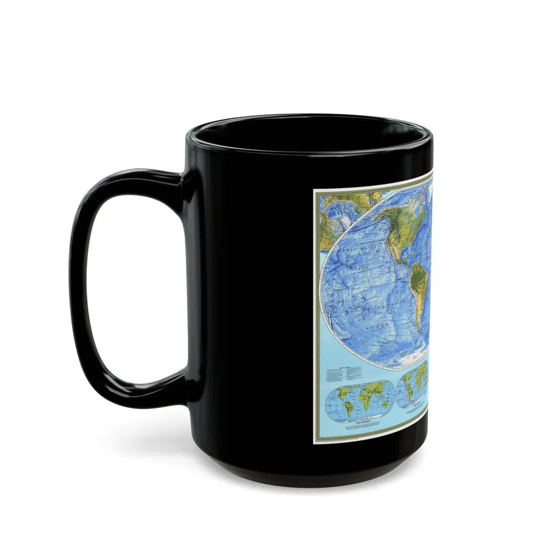 World Map - Physical (1994) (Map) Black Coffee Mug - Go Mug Yourself