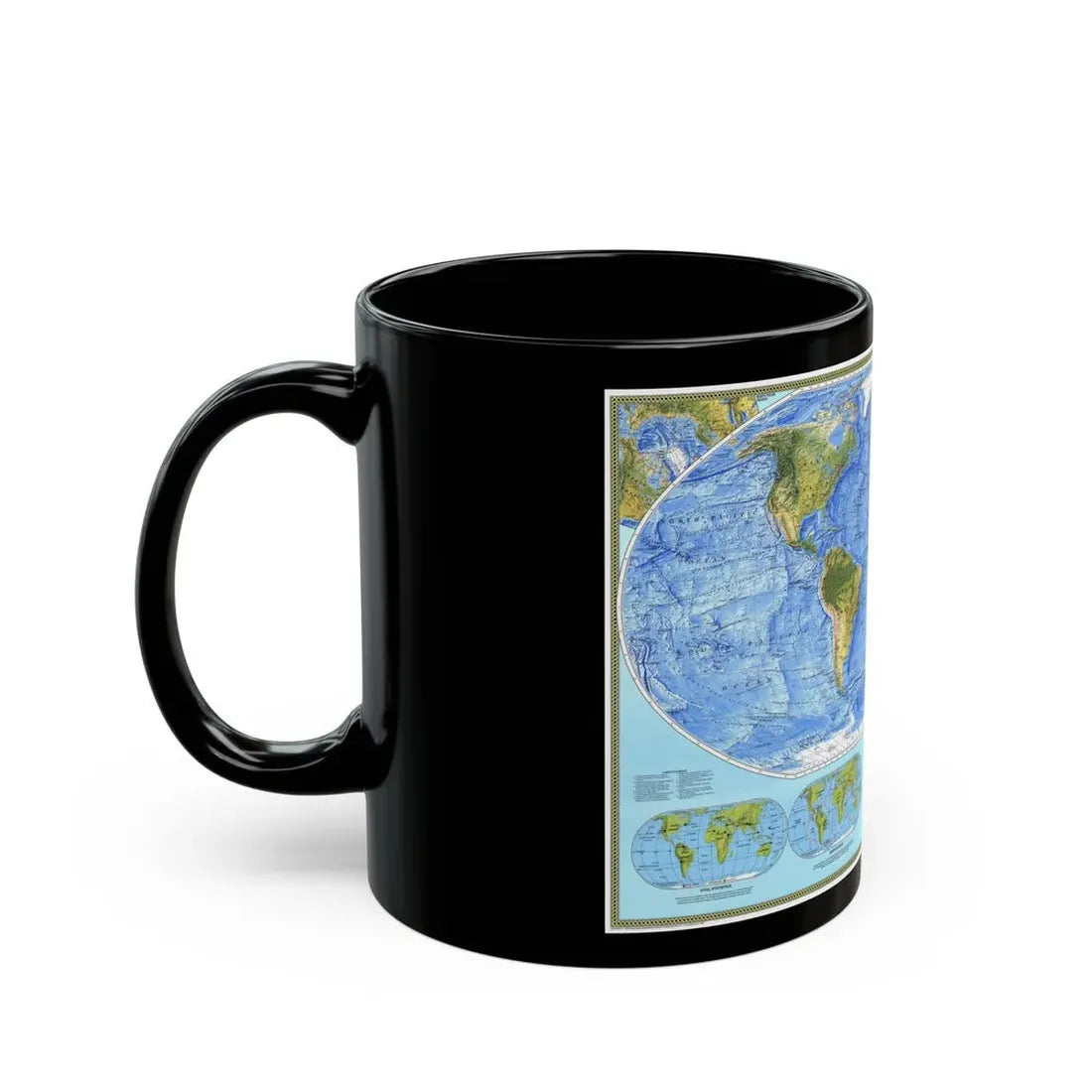 World Map - Physical (1994) (Map) Black Coffee Mug - Go Mug Yourself