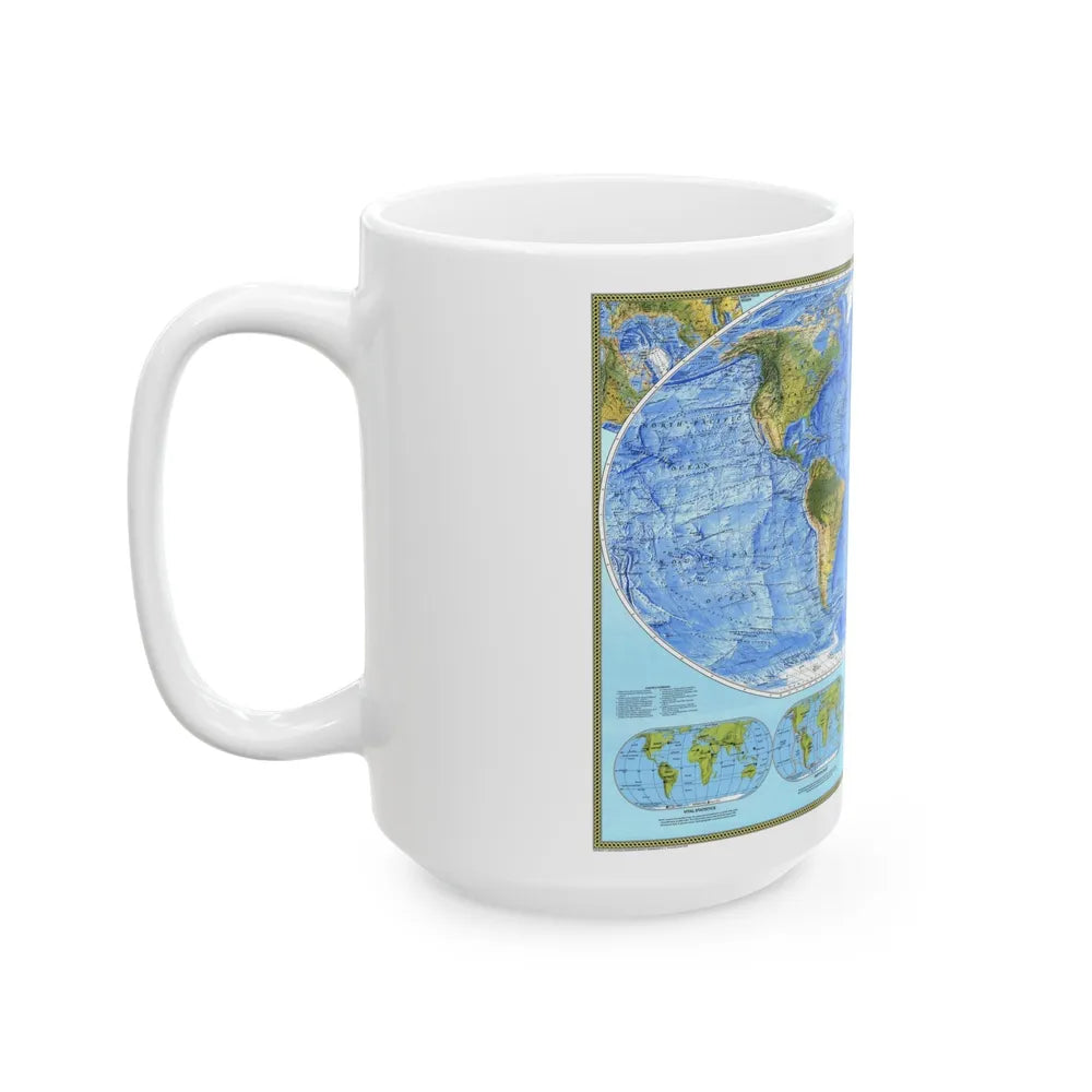 World Map - Physical (1994) (Map) White Coffee Mug-Go Mug Yourself