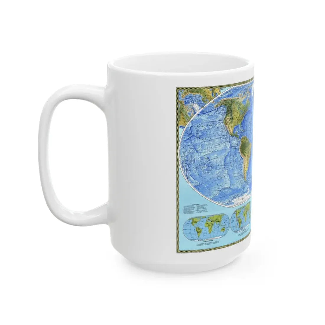 World Map - Physical (1994) (Map) White Coffee Mug - Go Mug Yourself