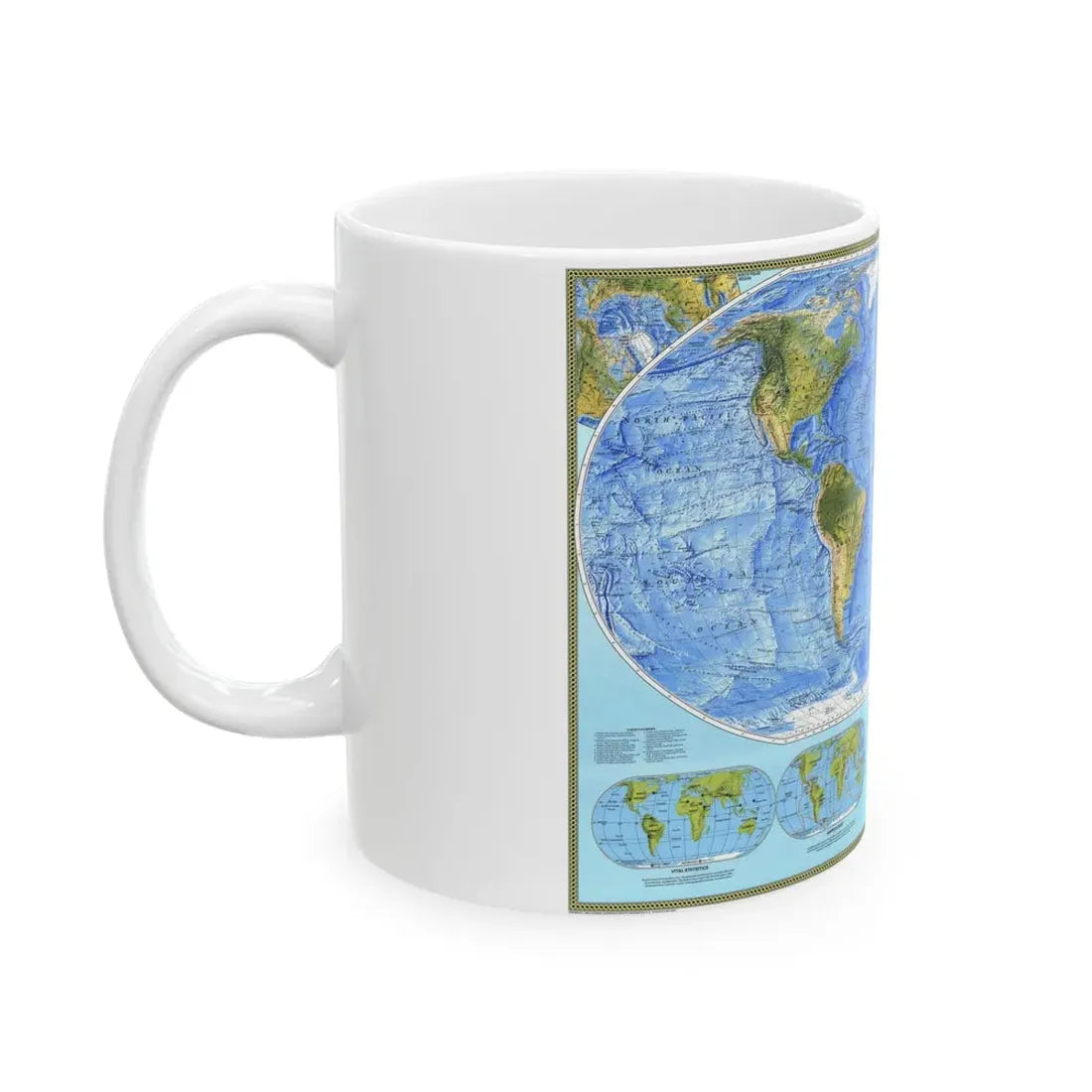 World Map - Physical (1994) (Map) White Coffee Mug - Go Mug Yourself