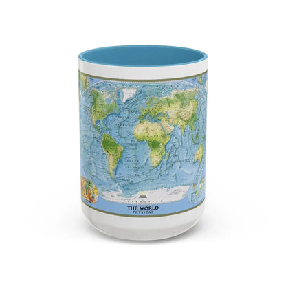 World Map - Physical (2005) (Map) Accent Coffee Mug 15oz Light Blue - Go Mug Yourself