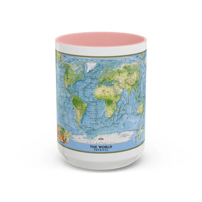 World Map - Physical (2005) (Map) Accent Coffee Mug 15oz Pink - Go Mug Yourself