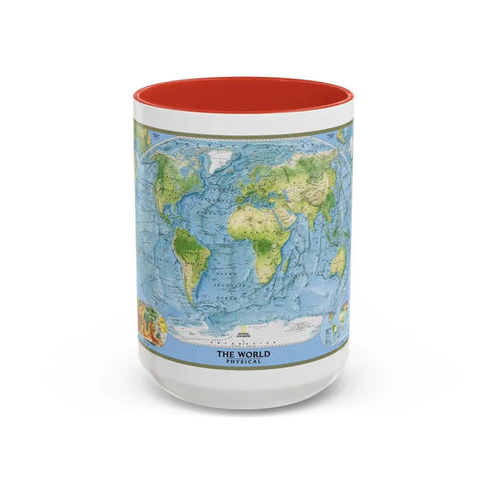 World Map - Physical (2005) (Map) Accent Coffee Mug 15oz Red - Go Mug Yourself