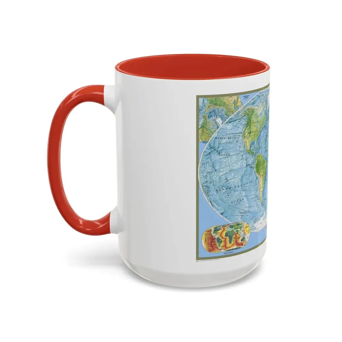 World Map - Physical (2005) (Map) Accent Coffee Mug - Go Mug Yourself