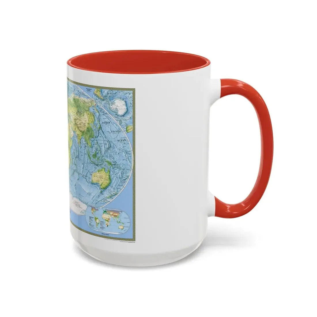 World Map - Physical (2005) (Map) Accent Coffee Mug - Go Mug Yourself