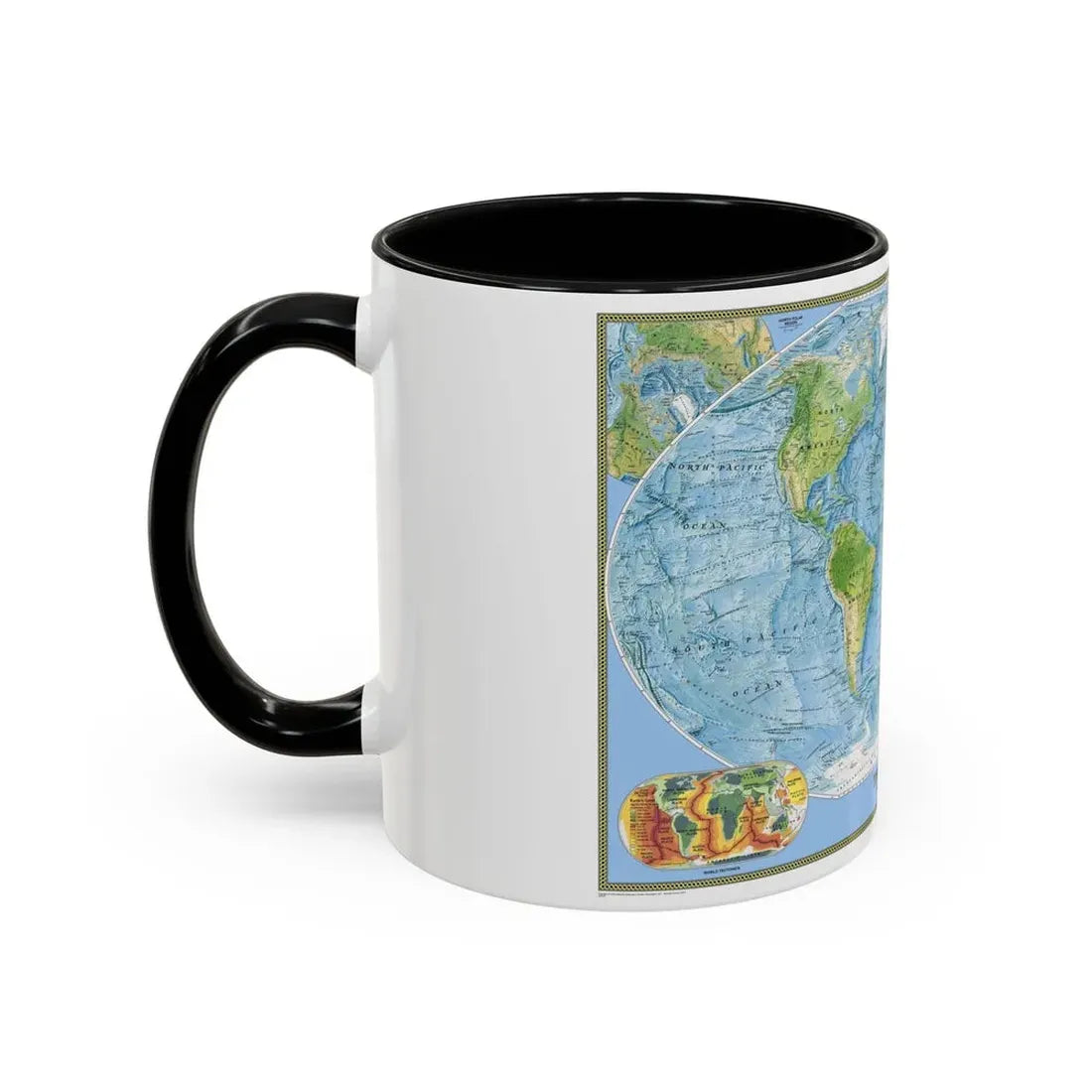 World Map - Physical (2005) (Map) Accent Coffee Mug - Go Mug Yourself