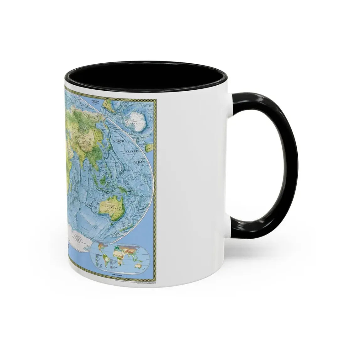 World Map - Physical (2005) (Map) Accent Coffee Mug - Go Mug Yourself