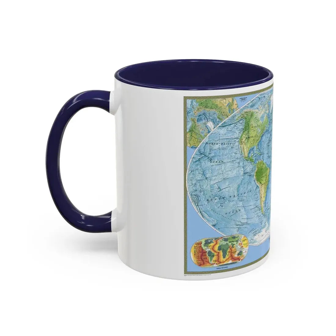 World Map - Physical (2005) (Map) Accent Coffee Mug - Go Mug Yourself