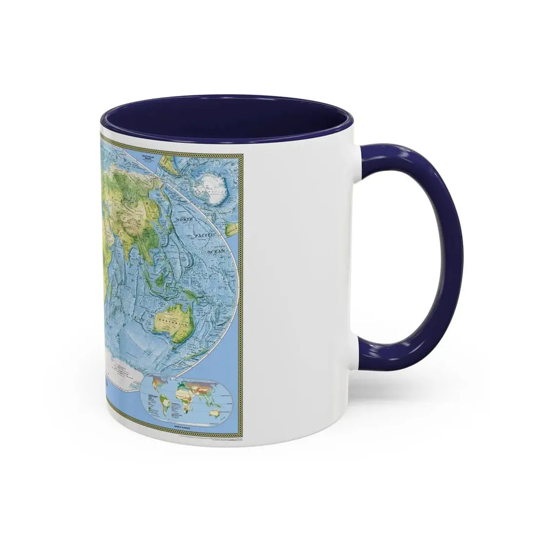 World Map - Physical (2005) (Map) Accent Coffee Mug - Go Mug Yourself
