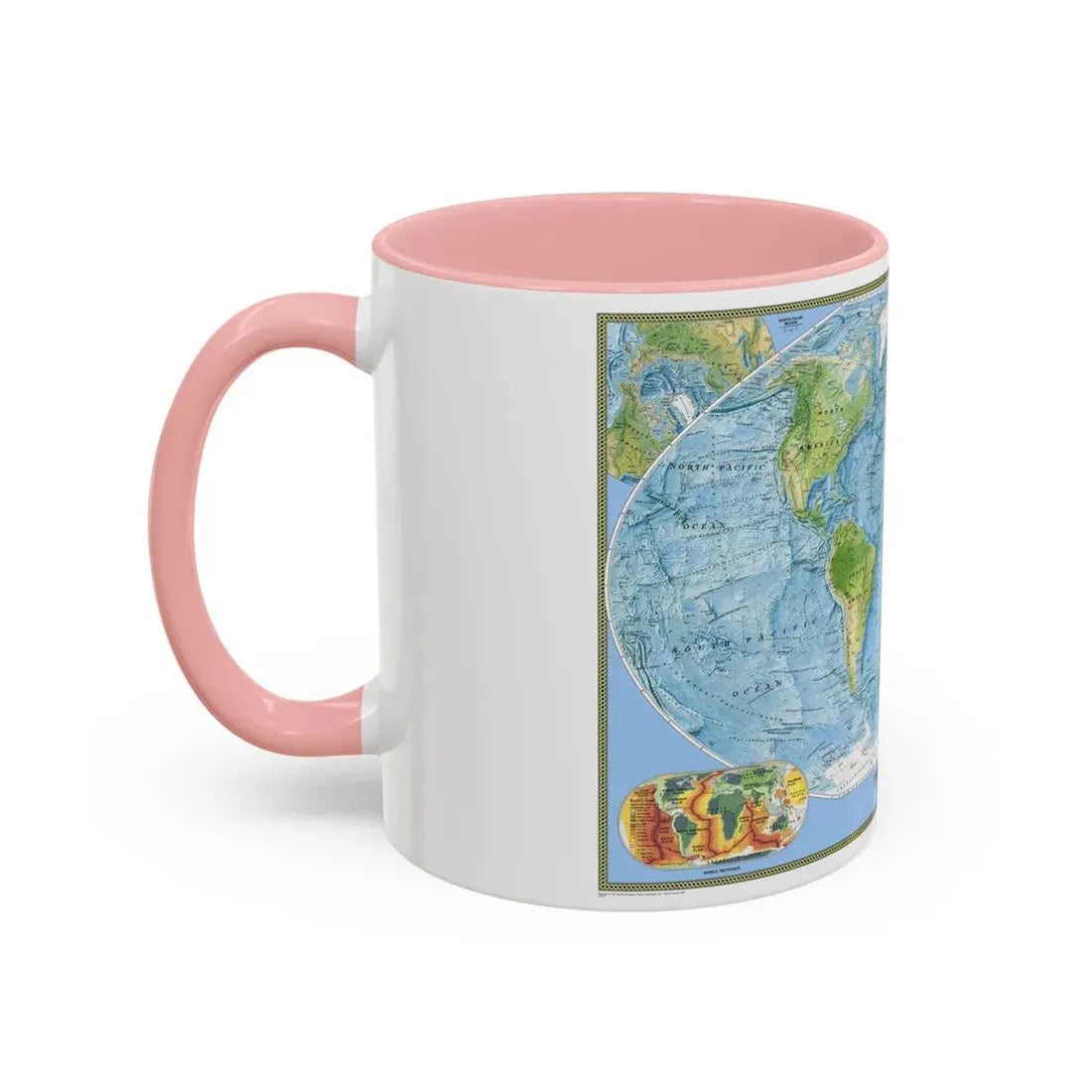 World Map - Physical (2005) (Map) Accent Coffee Mug - Go Mug Yourself