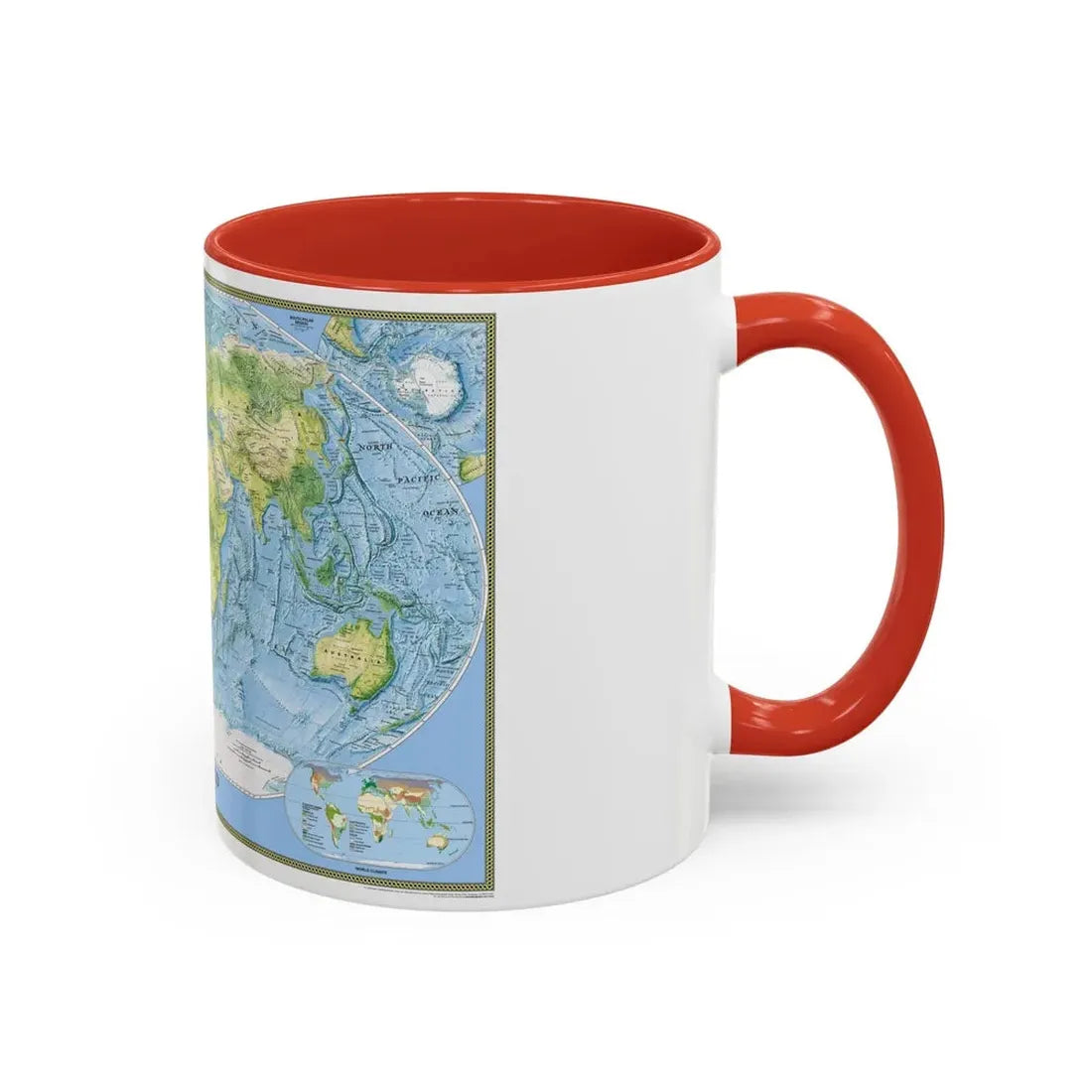 World Map - Physical (2005) (Map) Accent Coffee Mug - Go Mug Yourself