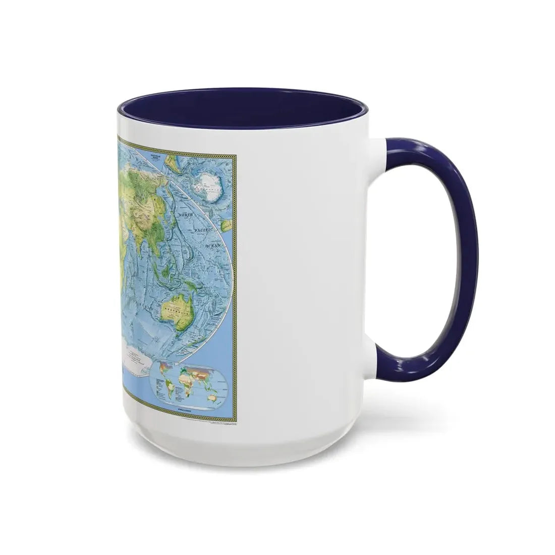 World Map - Physical (2005) (Map) Accent Coffee Mug - Go Mug Yourself