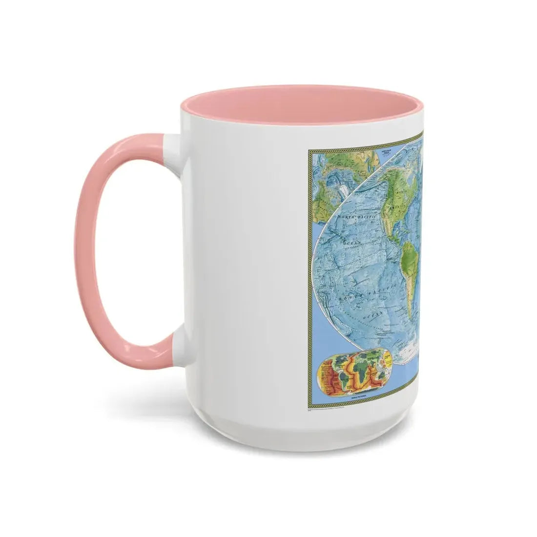 World Map - Physical (2005) (Map) Accent Coffee Mug - Go Mug Yourself