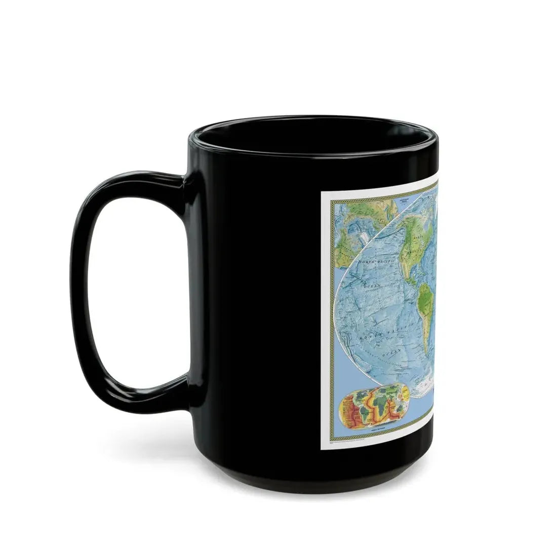 World Map - Physical (2005) (Map) Black Coffee Mug - Go Mug Yourself