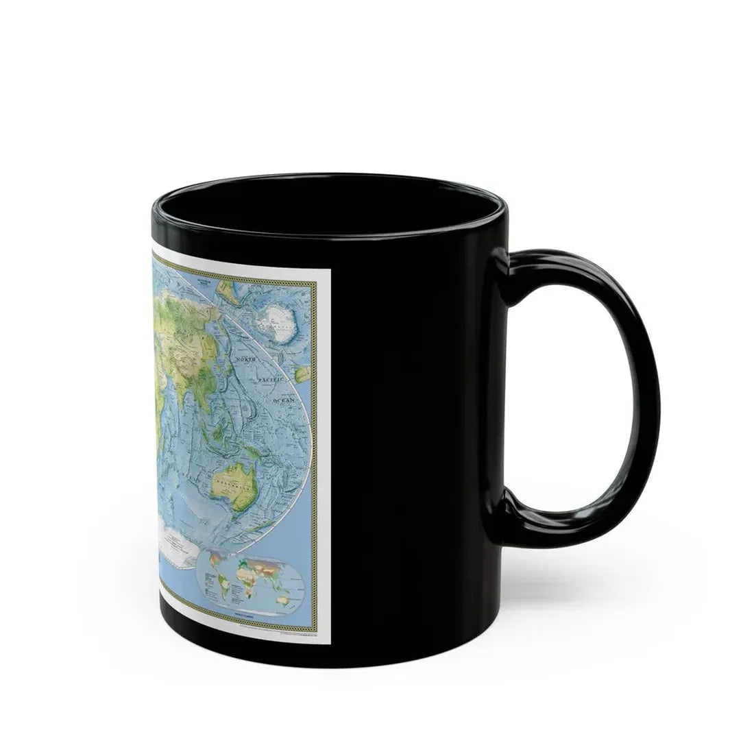 World Map - Physical (2005) (Map) Black Coffee Mug - Go Mug Yourself
