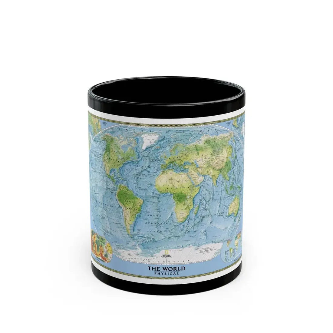 World Map - Physical (2005) (Map) Black Coffee Mug - Go Mug Yourself
