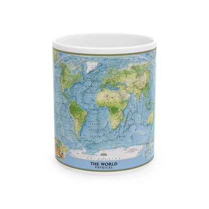 World Map - Physical (2005) (Map) White Coffee Mug-11oz-Go Mug Yourself