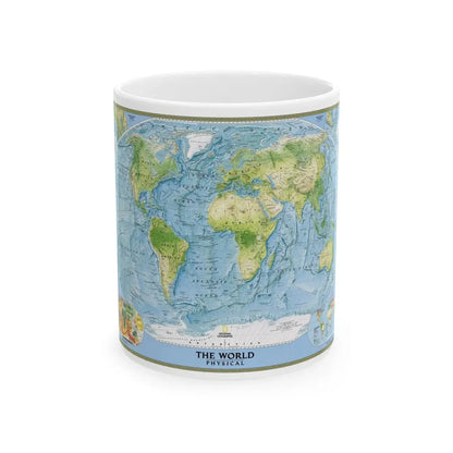 World Map - Physical (2005) (Map) White Coffee Mug 11oz - Go Mug Yourself