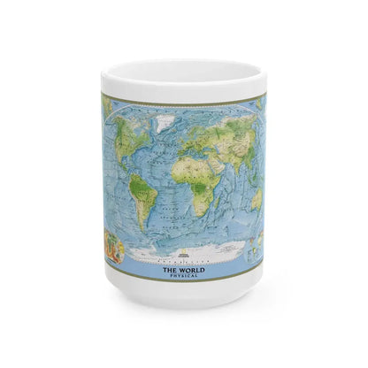 World Map - Physical (2005) (Map) White Coffee Mug 15oz - Go Mug Yourself