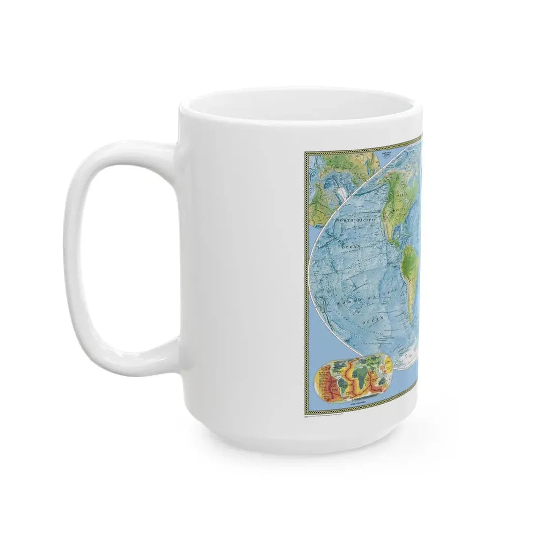 World Map - Physical (2005) (Map) White Coffee Mug - Go Mug Yourself