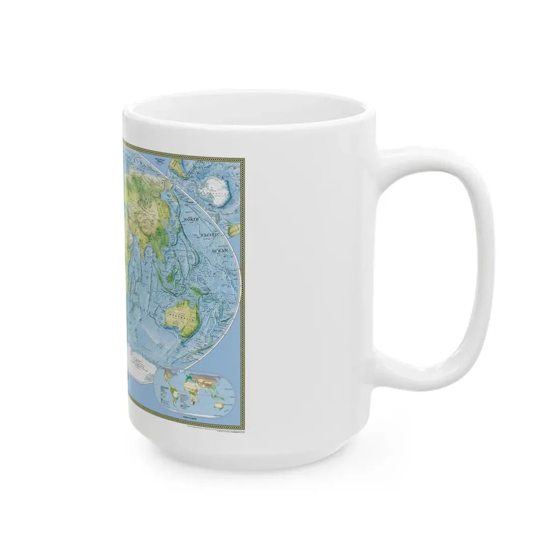 World Map - Physical (2005) (Map) White Coffee Mug - Go Mug Yourself