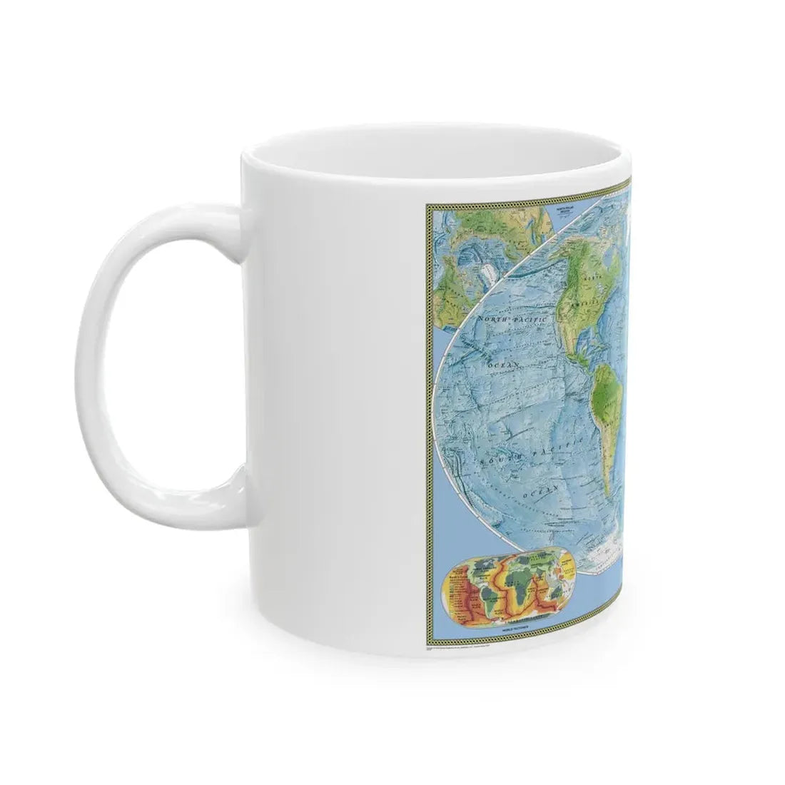 World Map - Physical (2005) (Map) White Coffee Mug - Go Mug Yourself