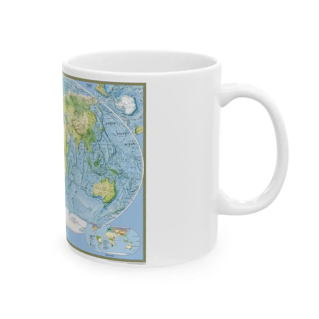 World Map - Physical (2005) (Map) White Coffee Mug - Go Mug Yourself