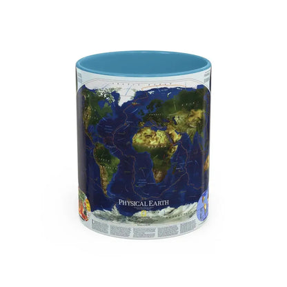 World Map - Physical Earth 1 (1998) (Map) Accent Coffee Mug 11oz Light Blue - Go Mug Yourself