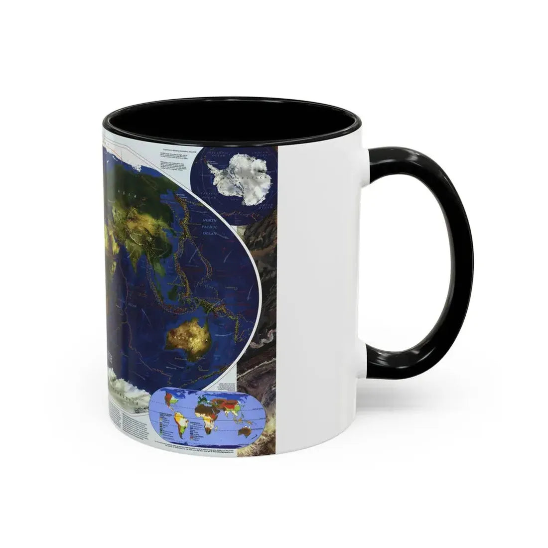 World Map - Physical Earth 1 (1998) (Map) Accent Coffee Mug - Go Mug Yourself