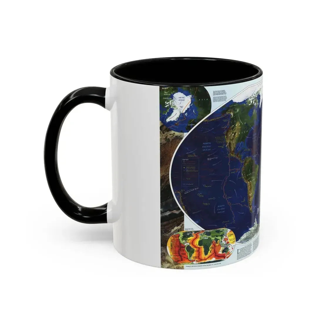 World Map - Physical Earth 1 (1998) (Map) Accent Coffee Mug - Go Mug Yourself