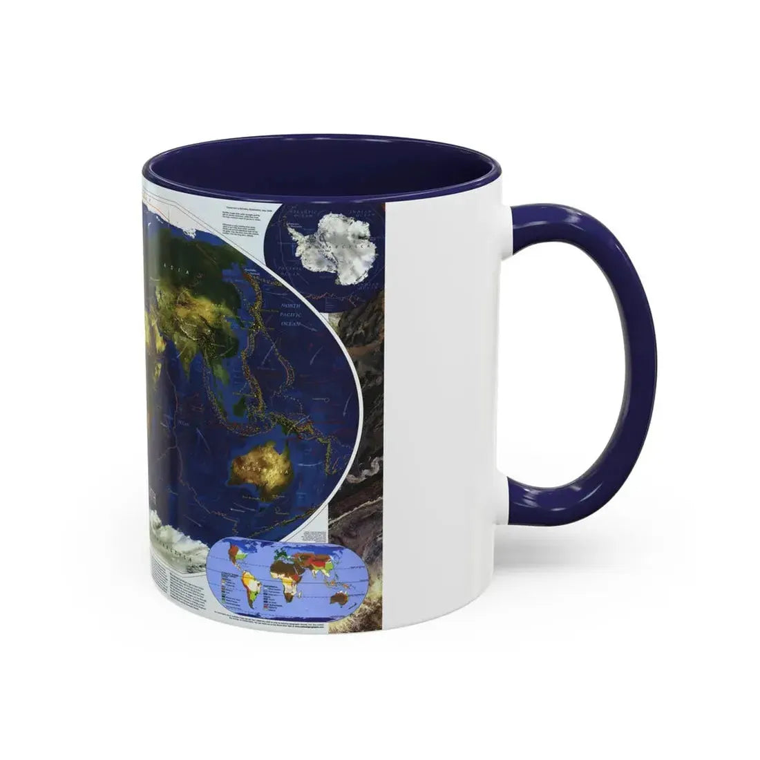 World Map - Physical Earth 1 (1998) (Map) Accent Coffee Mug - Go Mug Yourself