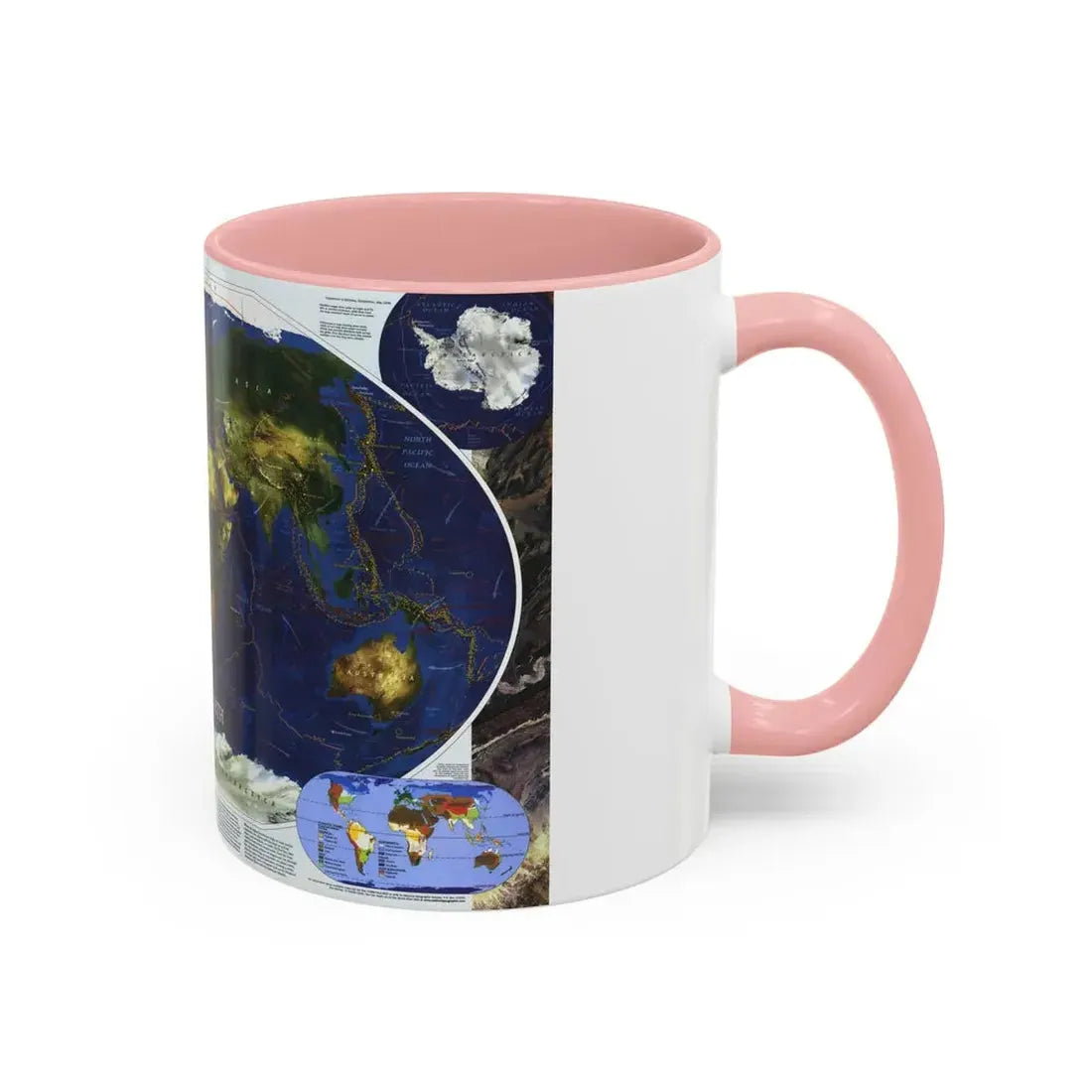 World Map - Physical Earth 1 (1998) (Map) Accent Coffee Mug - Go Mug Yourself