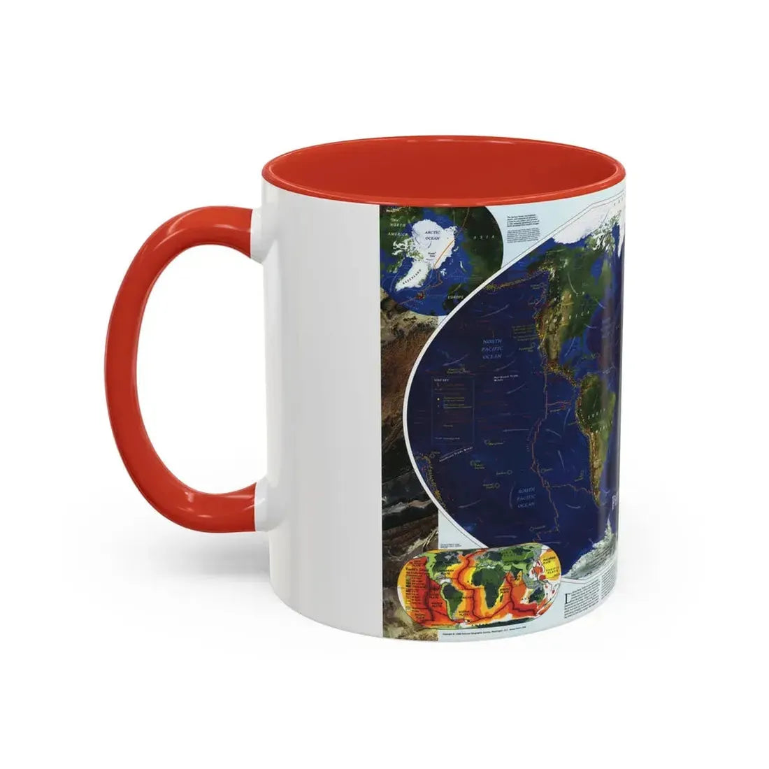 World Map - Physical Earth 1 (1998) (Map) Accent Coffee Mug - Go Mug Yourself