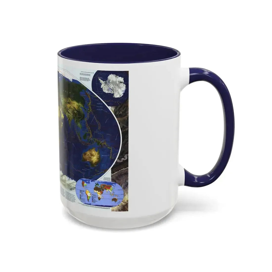 World Map - Physical Earth 1 (1998) (Map) Accent Coffee Mug - Go Mug Yourself