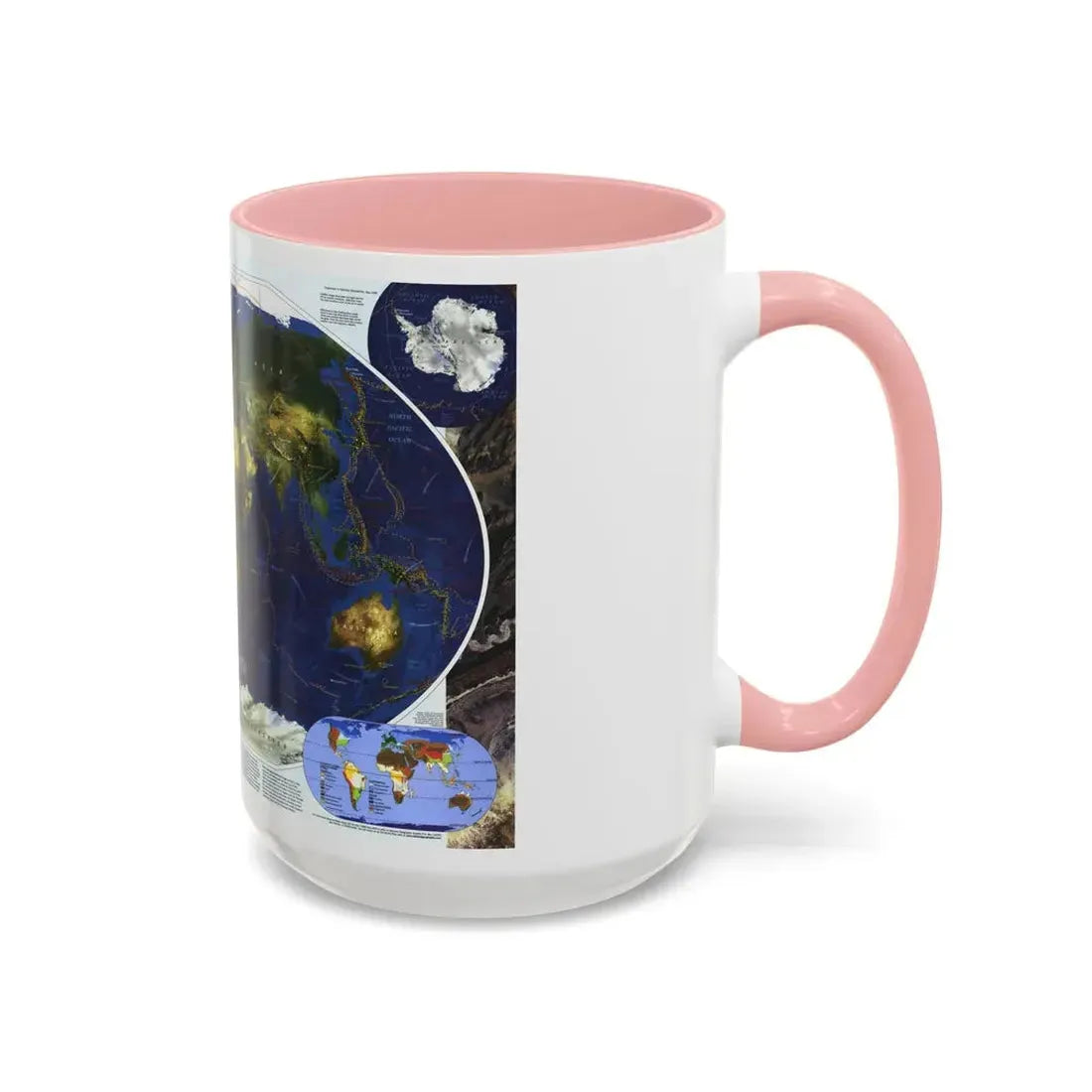 World Map - Physical Earth 1 (1998) (Map) Accent Coffee Mug - Go Mug Yourself