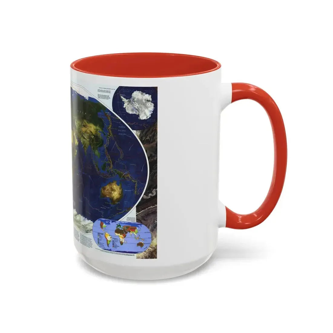 World Map - Physical Earth 1 (1998) (Map) Accent Coffee Mug - Go Mug Yourself